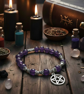 Náramok Pentagram/Ametyst 